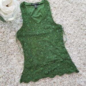 I.N.C Beaded Crochet Tank Top. Lined  SP